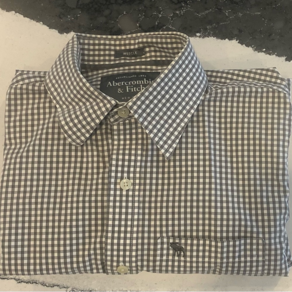 Abercrombie & Fitch Vintage Men's Gray Gingham Shirt